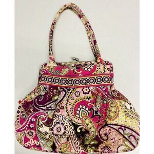 Vera Bradley pink paisley metal frame clasp multiple pockets purse handbag